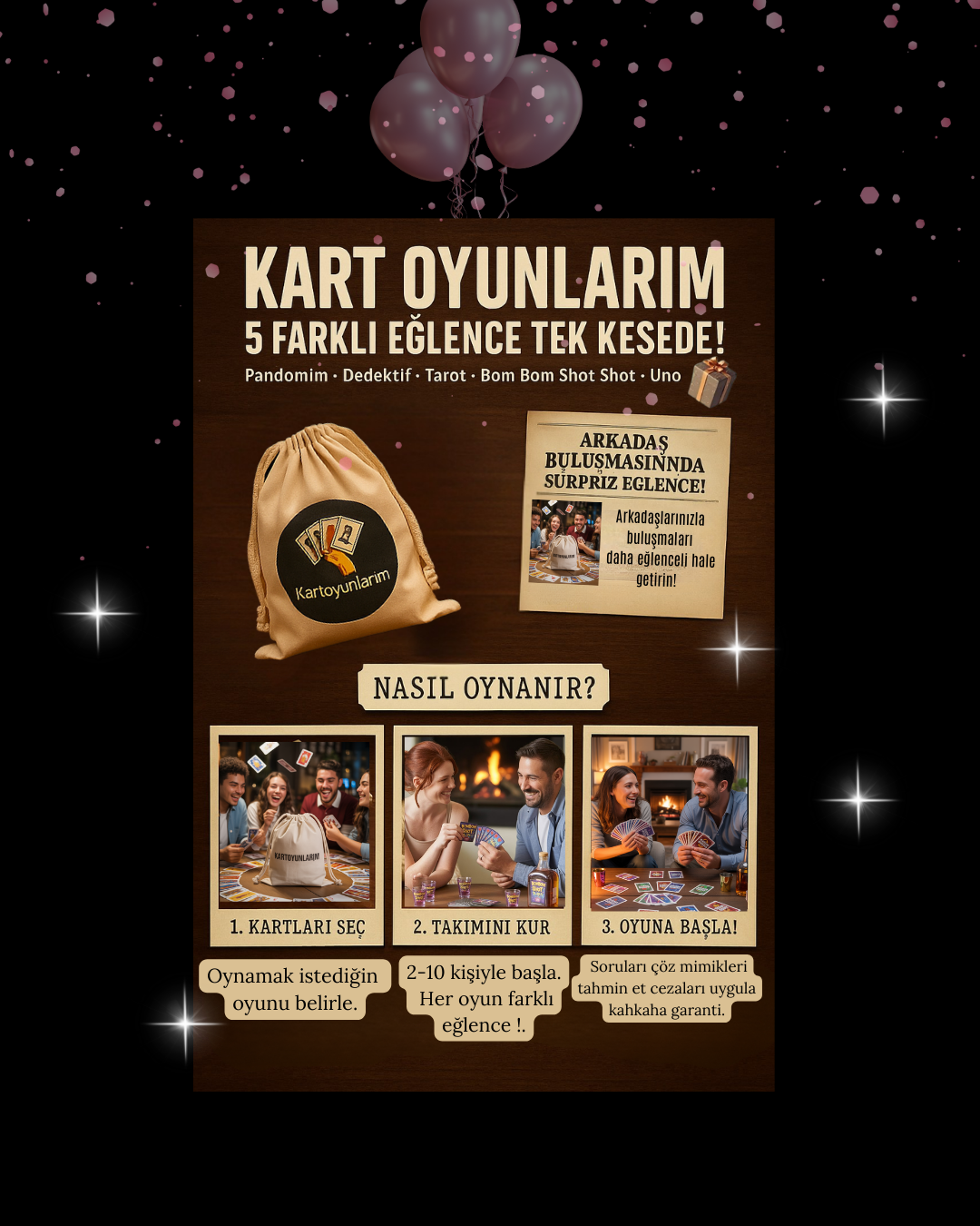 5 FARKLI KART OYUNU TEK KESEDE   " 5'Lİ PAKET  - (Premium Özel Kese Hediyeli)