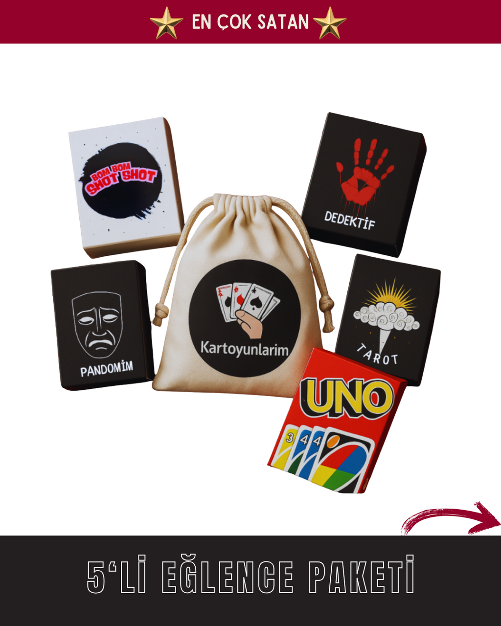 5 FARKLI KART OYUNU TEK KESEDE  (Premium Kese Hediyeli).