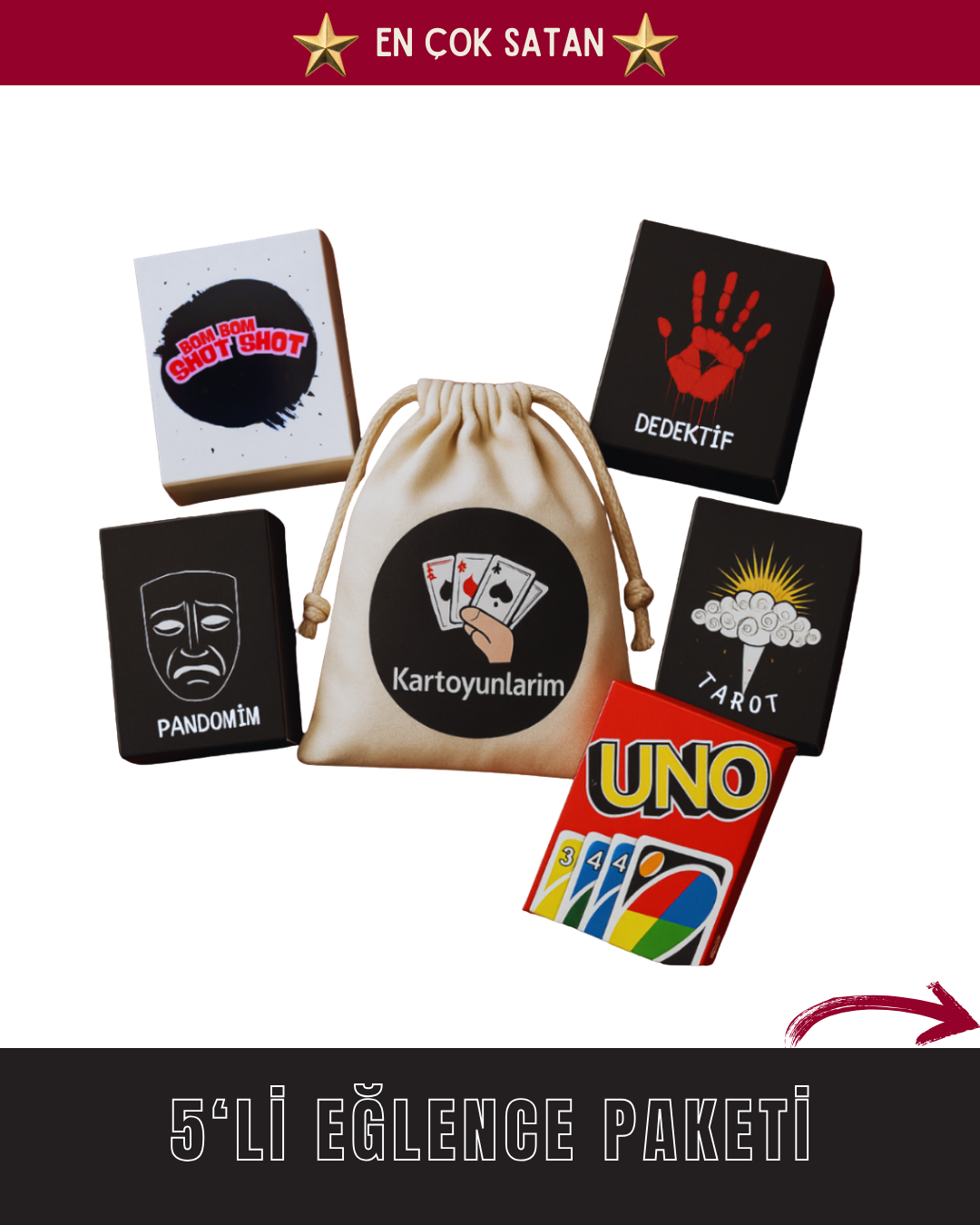 5 FARKLI KART OYUNU TEK KESEDE  (Premium Kese Hediyeli).
