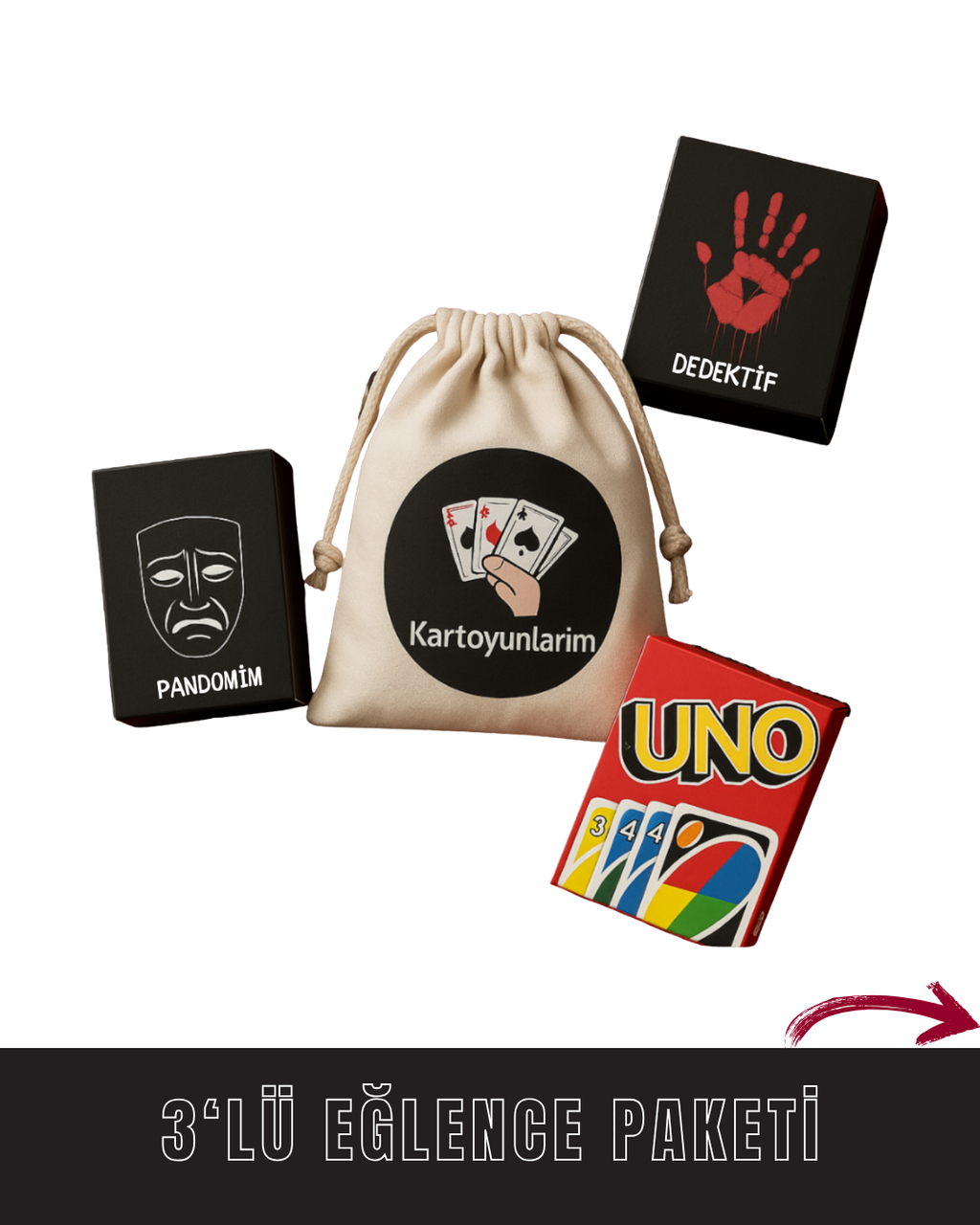 3 FARKLI KART OYUNU TEK KESEDE  (Premium Kese Hediyeli)
