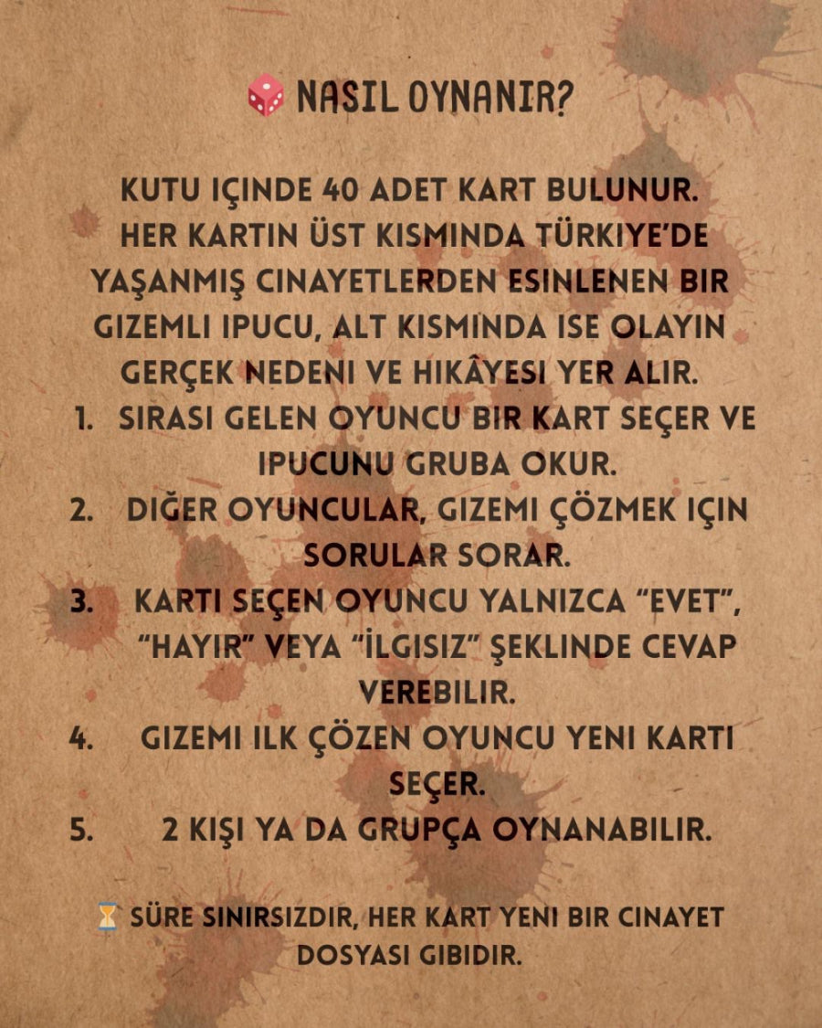"KİM ÖLDÜRDÜ ?" KART OYUNU