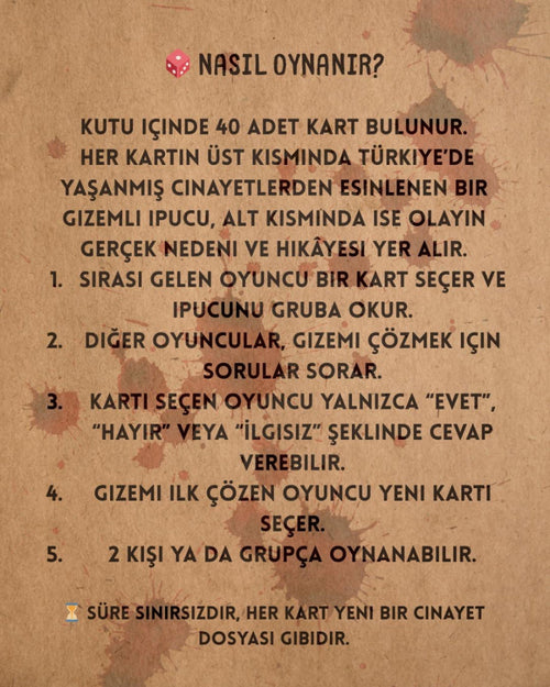 "KİM ÖLDÜRDÜ ?" KART OYUNU